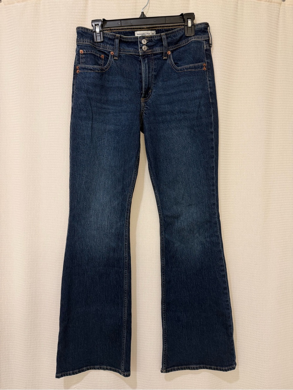 Abercrombie & Fitch Mid Rise Bootcut Jeans Womens 28 Dark Wash Rhinestone Pocket